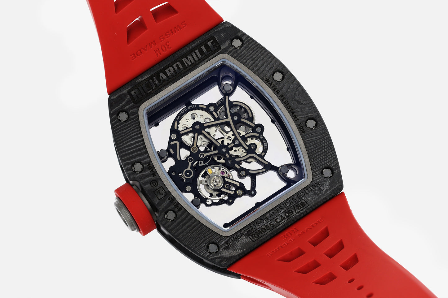 ZF Factory - RICHARD MILLE  RM055  NTPT V3 Carbon Fiber Case  Red Strap