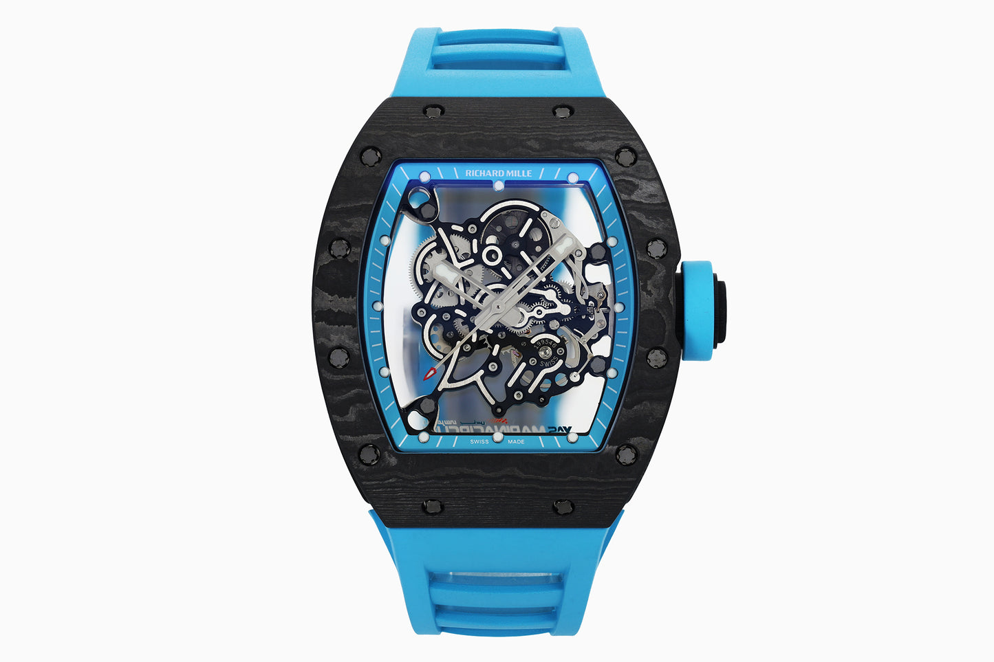 ZF Factory - RICHARD MILLE  RM055  NTPT V3 Carbon Fiber Case turquoise Strap