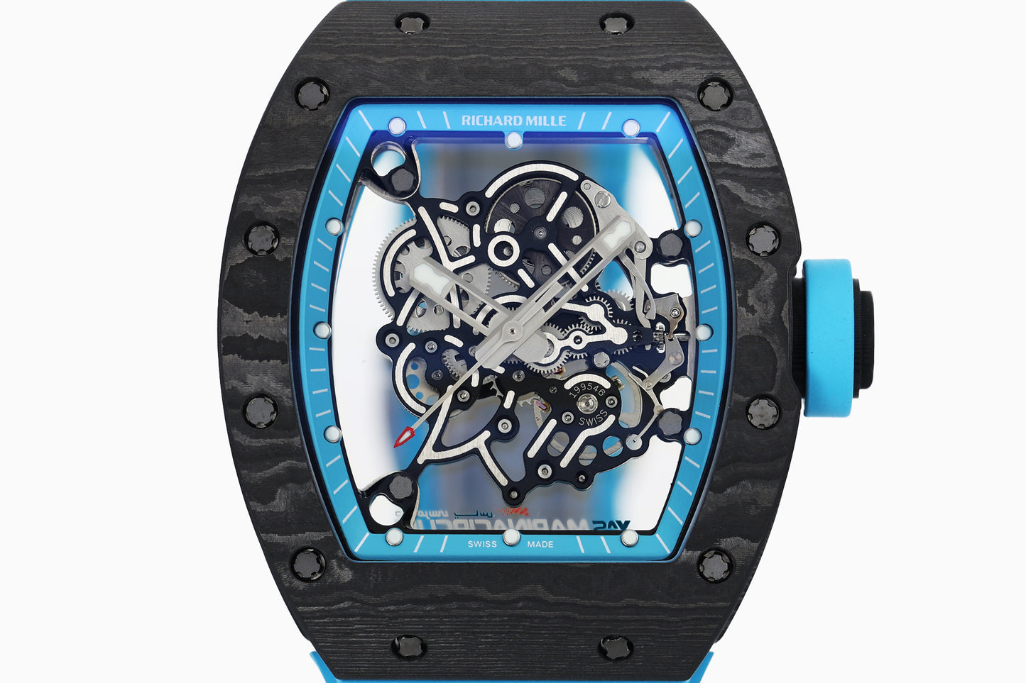 ZF Factory - RICHARD MILLE  RM055  NTPT V3 Carbon Fiber Case turquoise Strap