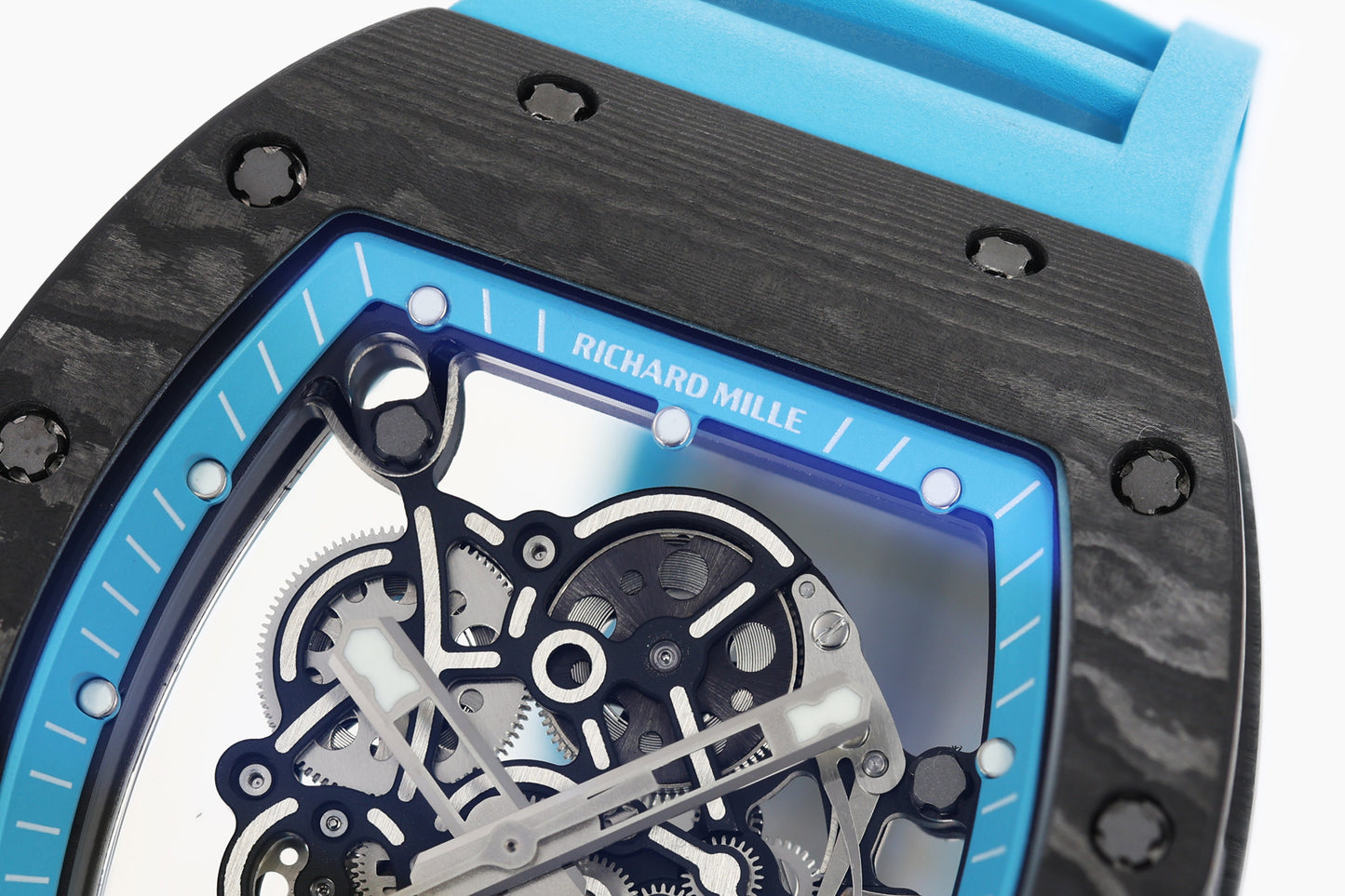 ZF Factory - RICHARD MILLE  RM055  NTPT V3 Carbon Fiber Case turquoise Strap