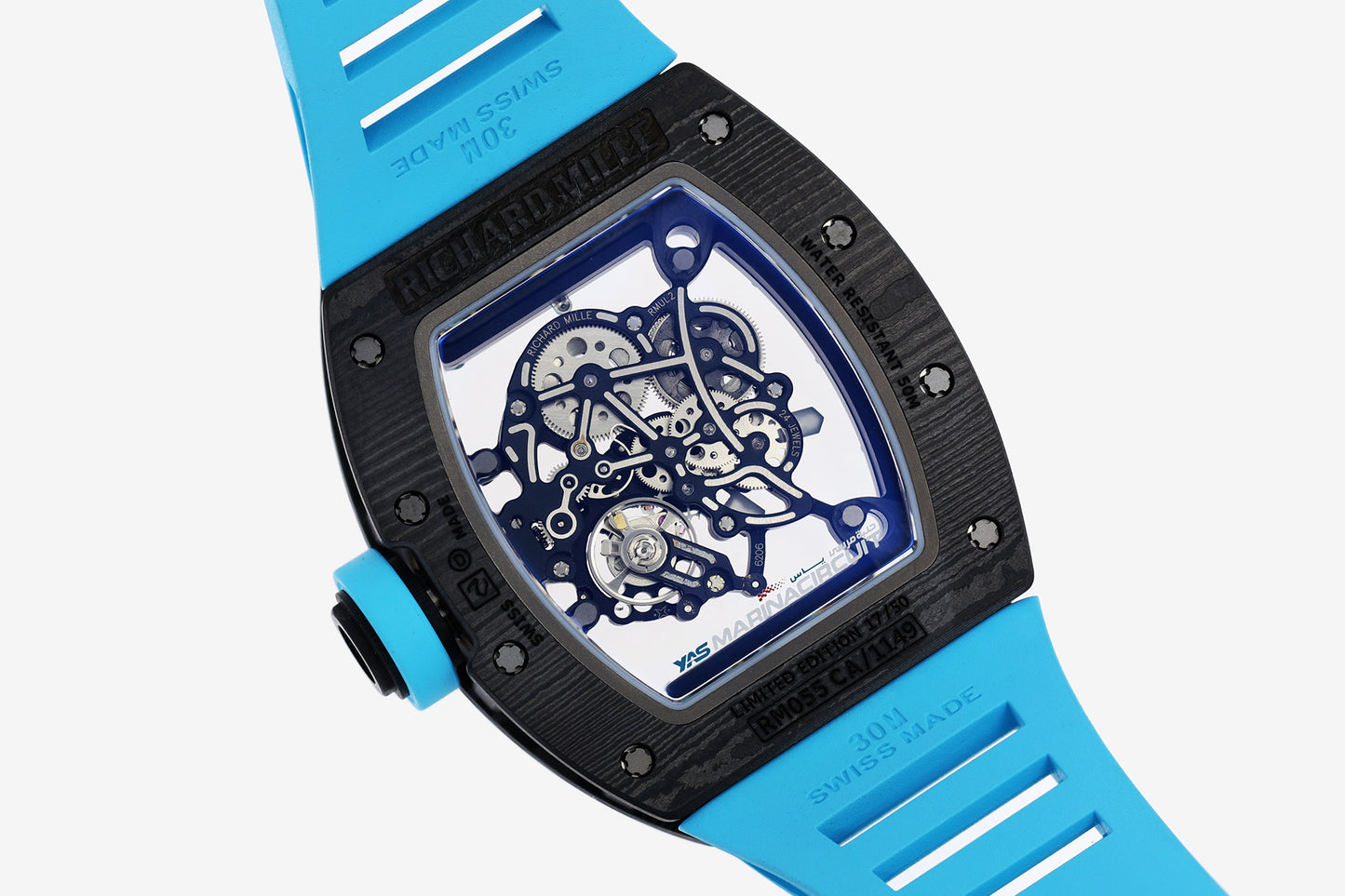 ZF Factory - RICHARD MILLE  RM055  NTPT V3 Carbon Fiber Case turquoise Strap