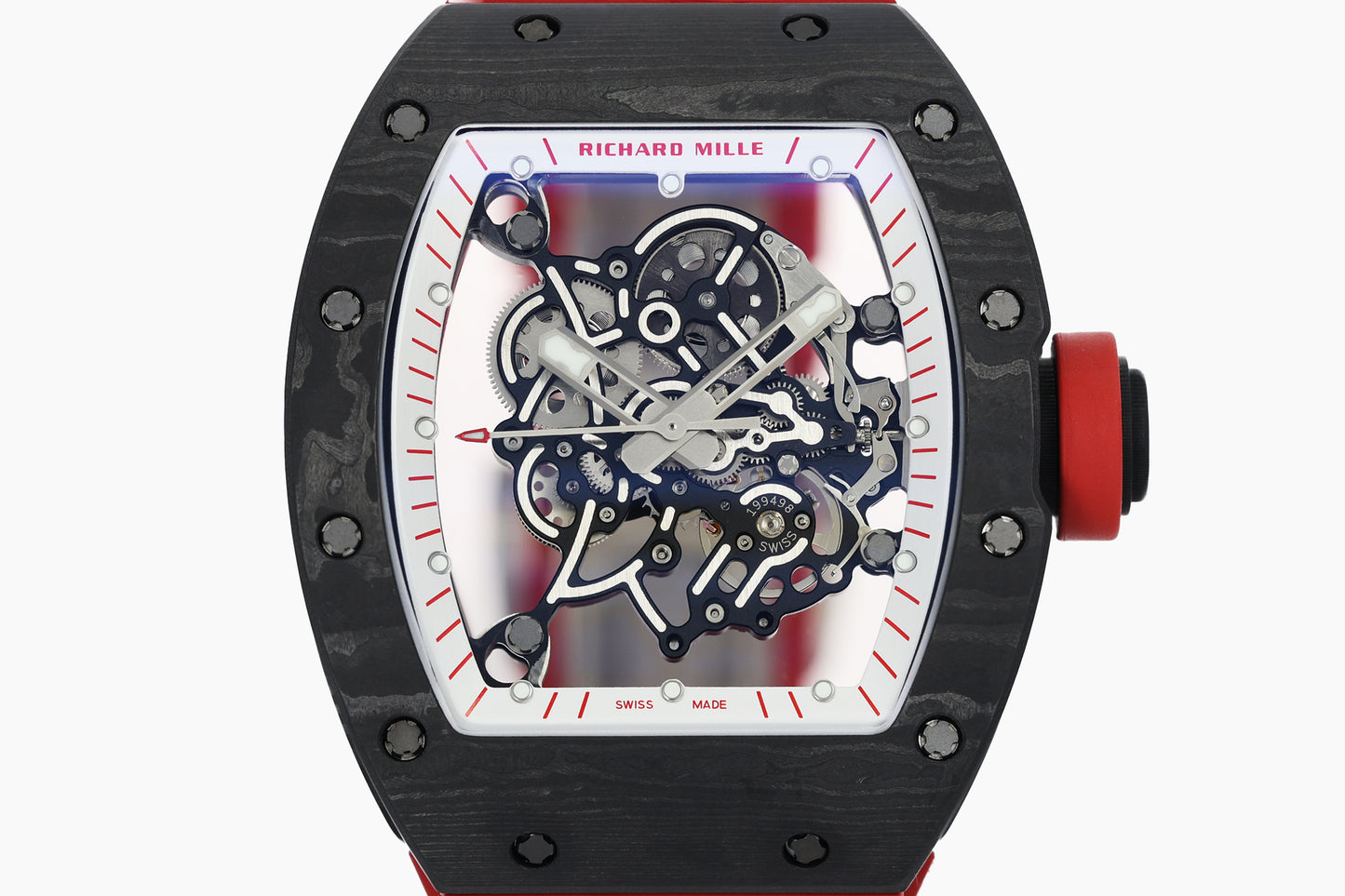 ZF Factory - RICHARD MILLE  RM055  NTPT V3 Carbon Fiber Case Red Strap and Knob