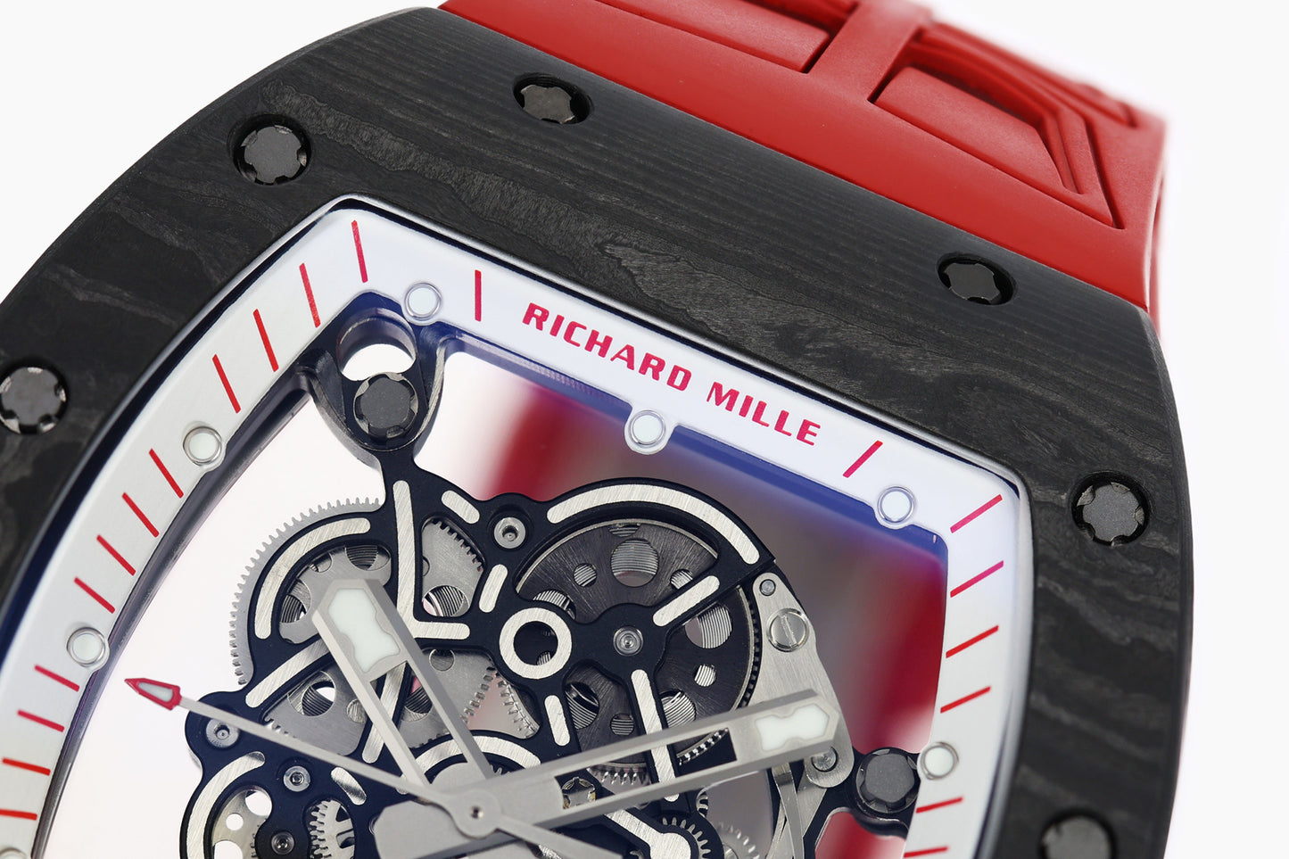 ZF Factory - RICHARD MILLE  RM055  NTPT V3 Carbon Fiber Case Red Strap and Knob