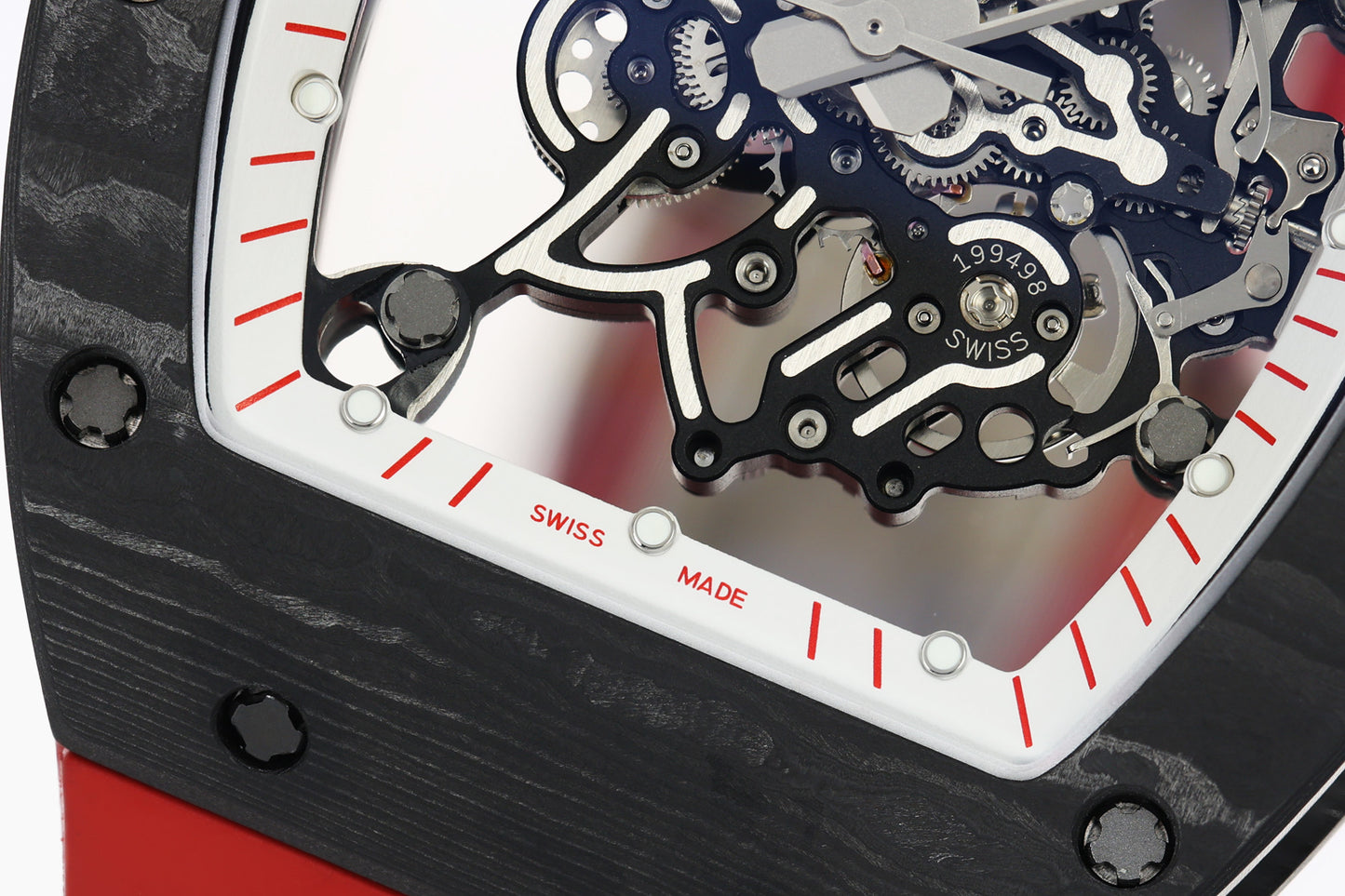 ZF Factory - RICHARD MILLE  RM055  NTPT V3 Carbon Fiber Case Red Strap and Knob