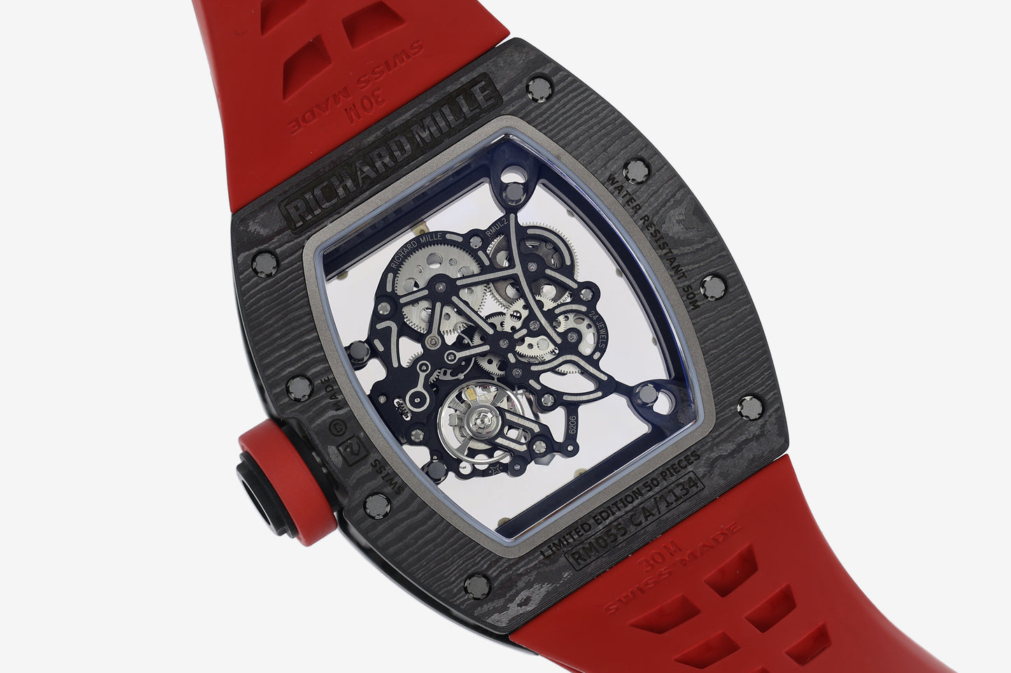 ZF Factory - RICHARD MILLE  RM055  NTPT V3 Carbon Fiber Case Red Strap and Knob