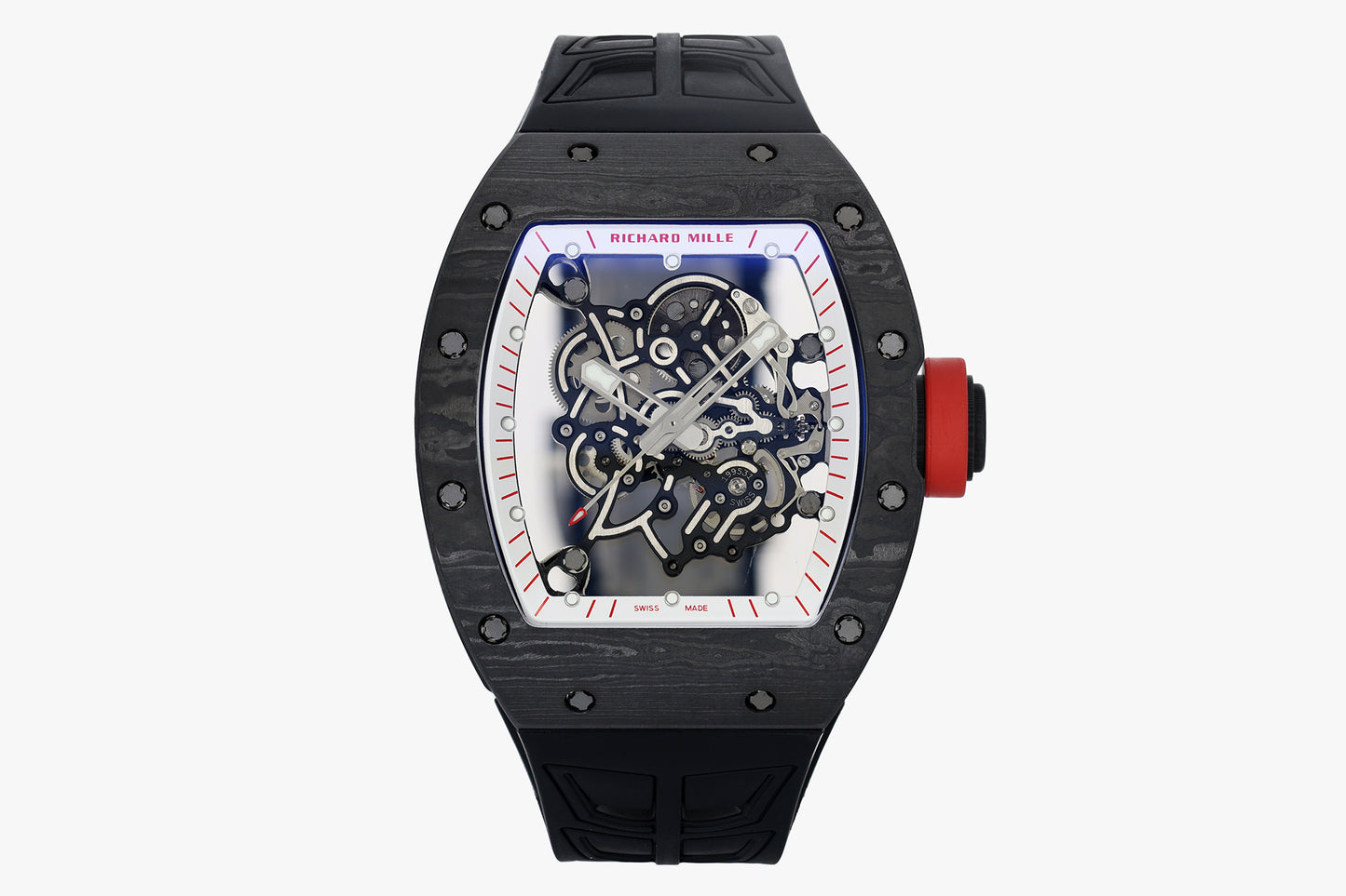 ZF Factory - RICHARD MILLE RM055 NTPT V3 Carbon Fiber Case Red Knob Black Strap