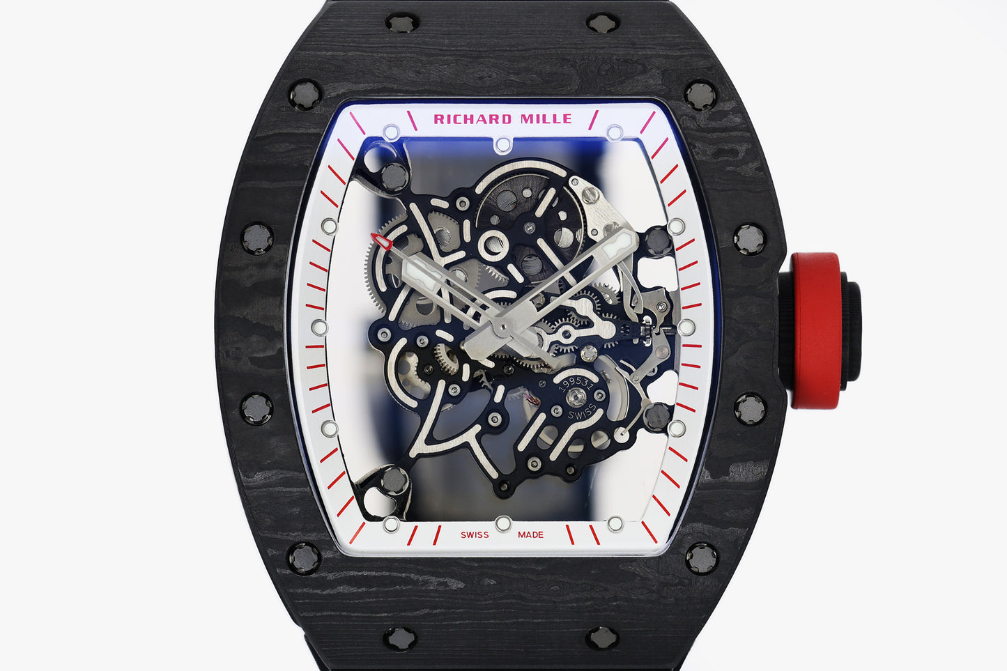 ZF Factory - RICHARD MILLE RM055 NTPT V3 Carbon Fiber Case Red Knob Black Strap