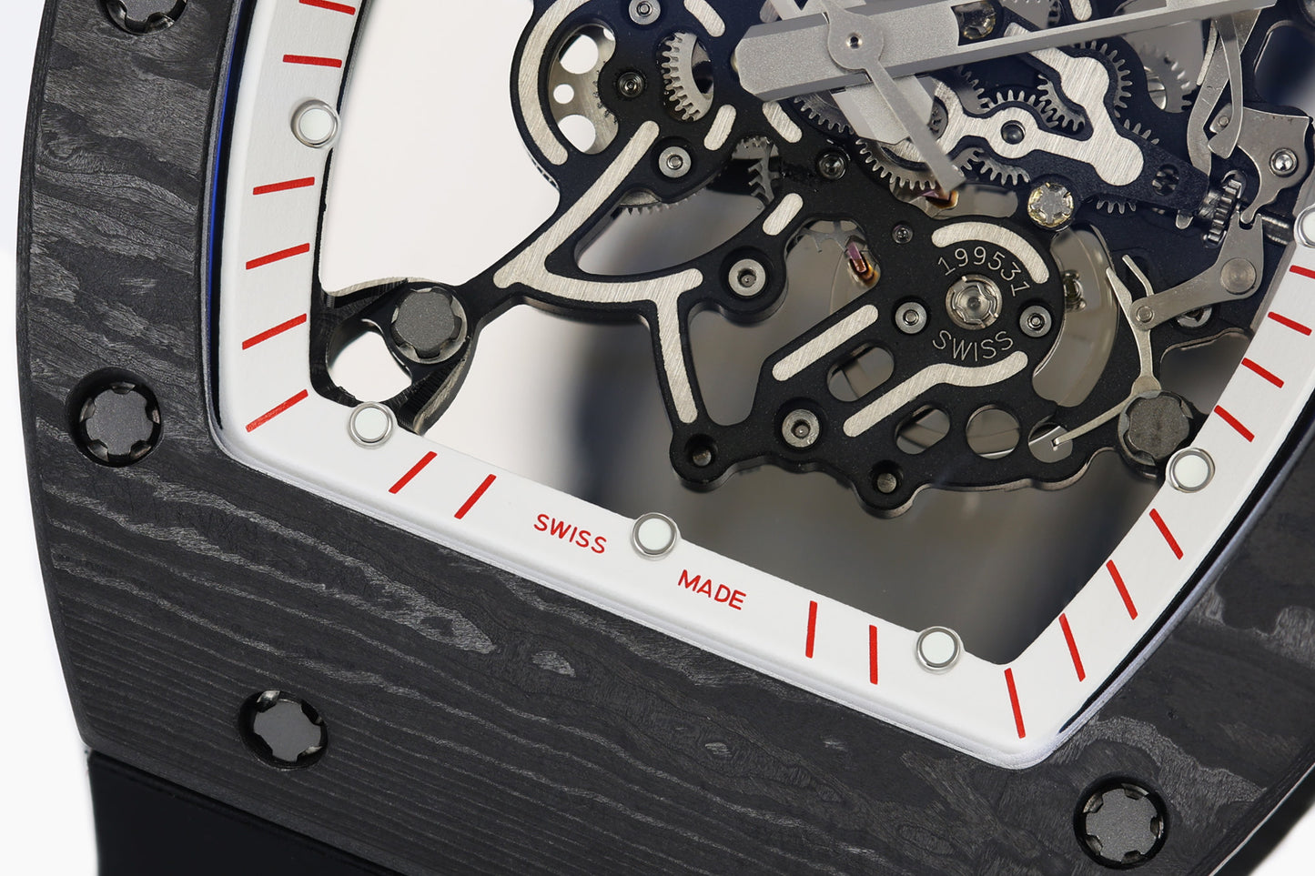 ZF Factory - RICHARD MILLE RM055 NTPT V3 Carbon Fiber Case Red Knob Black Strap