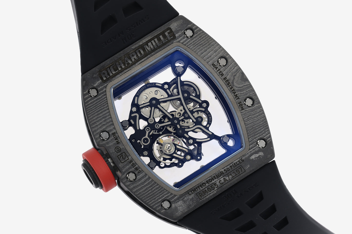 ZF Factory - RICHARD MILLE RM055 NTPT V3 Carbon Fiber Case Red Knob Black Strap