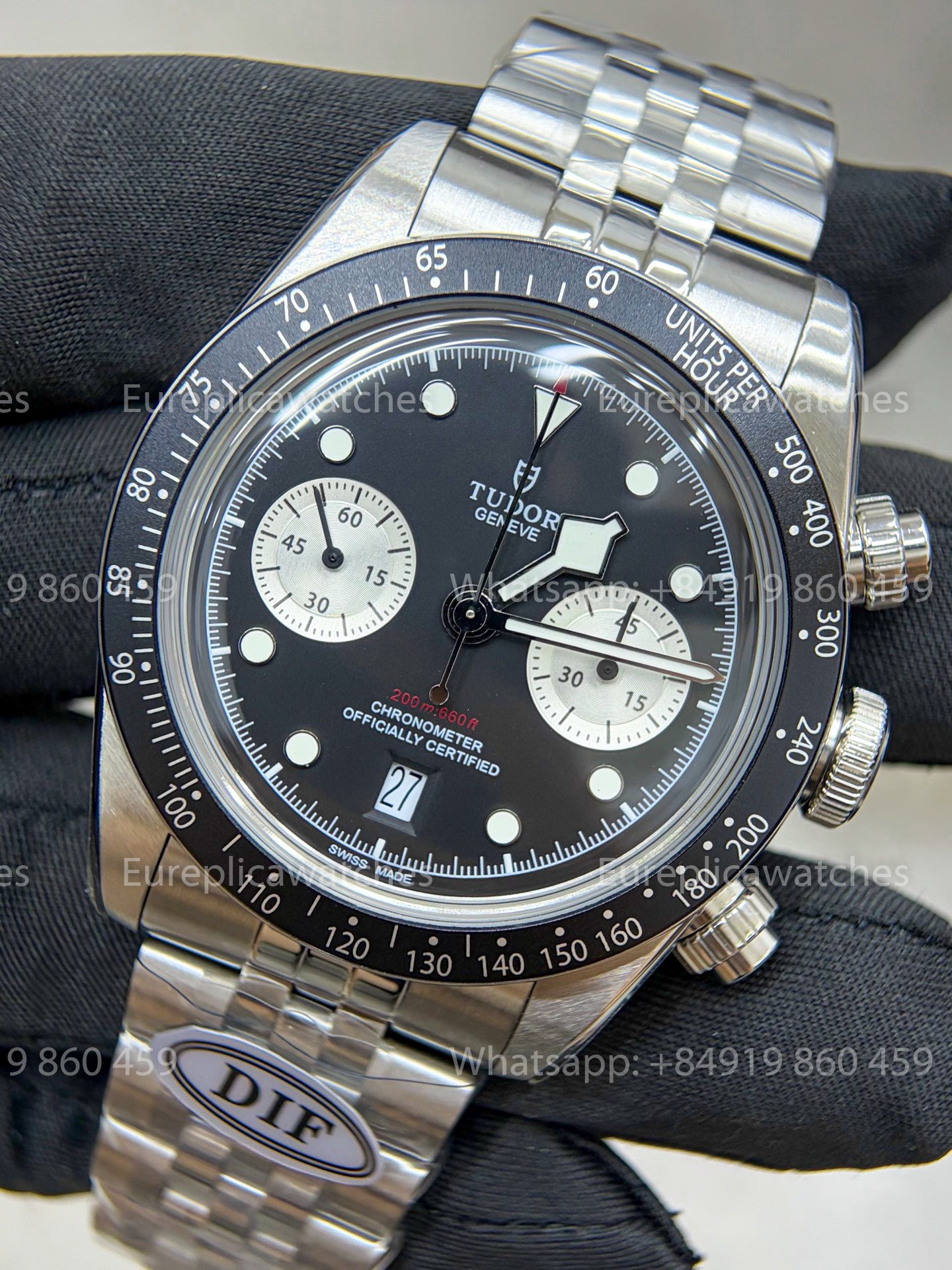 DiF Factory Tudor Black Bay Chrono M79360 41mm – Dandong 7750 Black dial