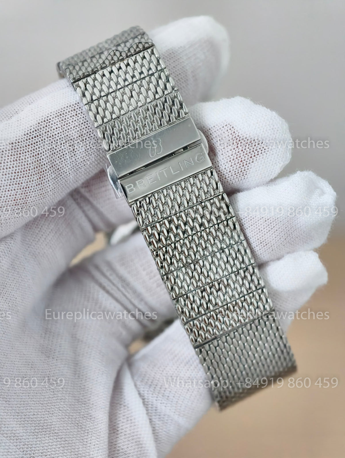 BLS Factory Breitling B01 Chronograph 41 Eddy Merckx AB01762C1I1X1 Mesh Metal Strap