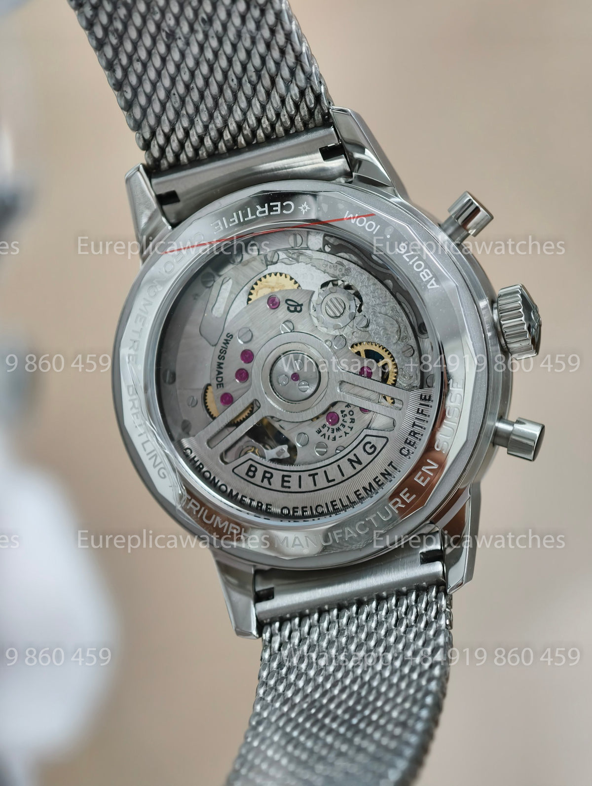 BLS Factory Breitling B01 Chronograph 41 Eddy Merckx AB01762C1I1X1 Mesh Metal Strap