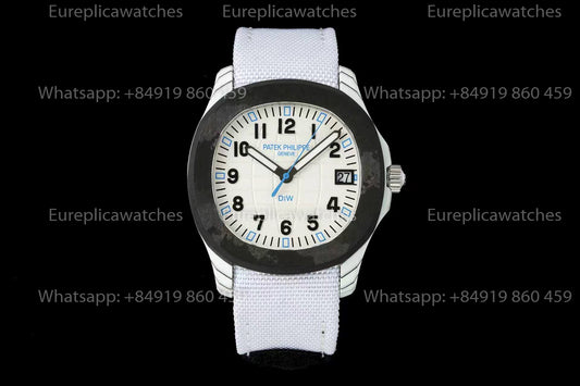 DiW Patek Philippe Aquanaut 5167 – White Dial Carbon Fiber Case White Strap