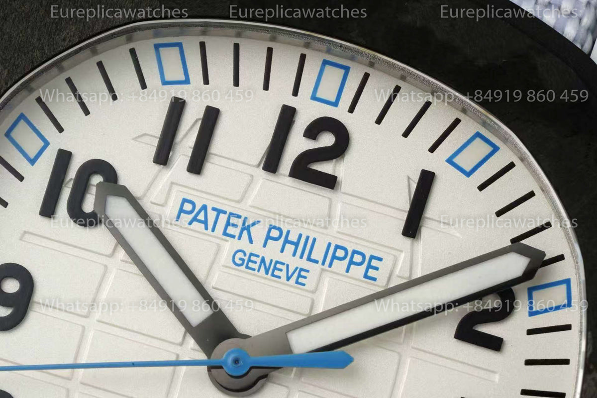DiW Patek Philippe Aquanaut 5167 – White Dial Carbon Fiber Case White Strap