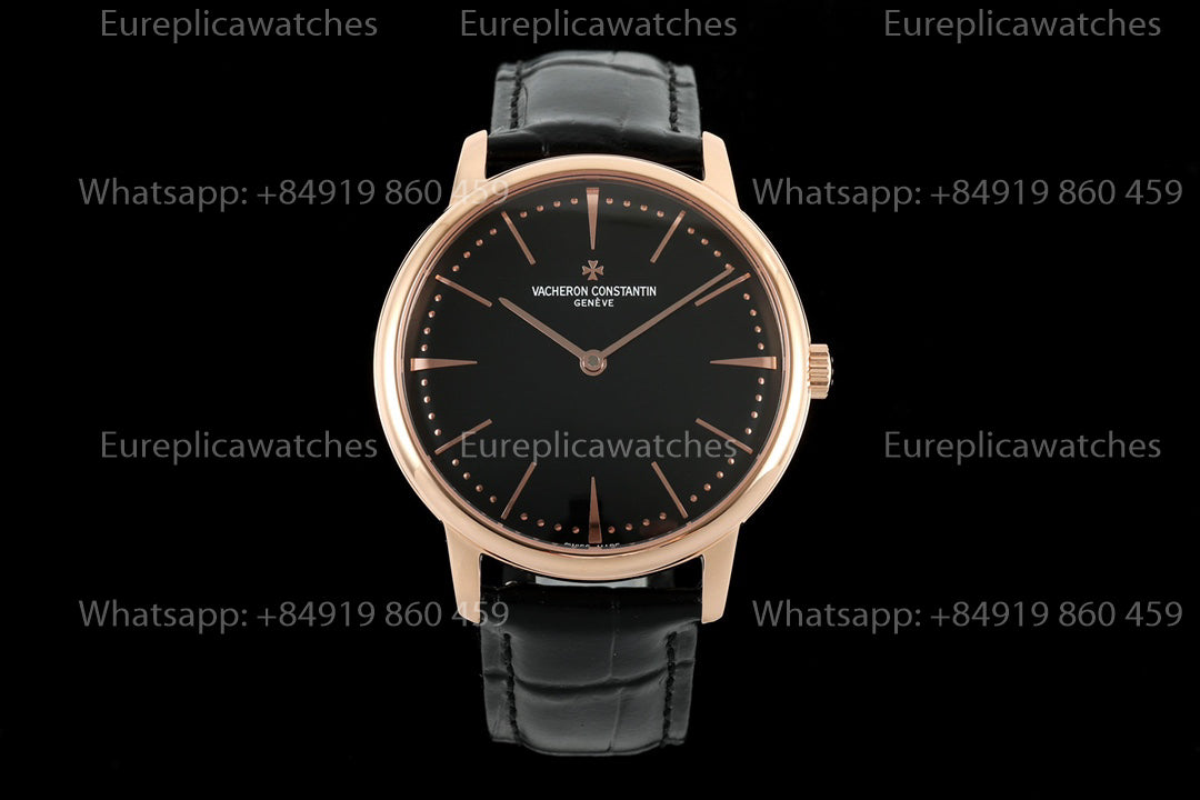 KZ Factory Vacheron Constantin traditionnelle 81180 Black Dial and rose gold case dress watch