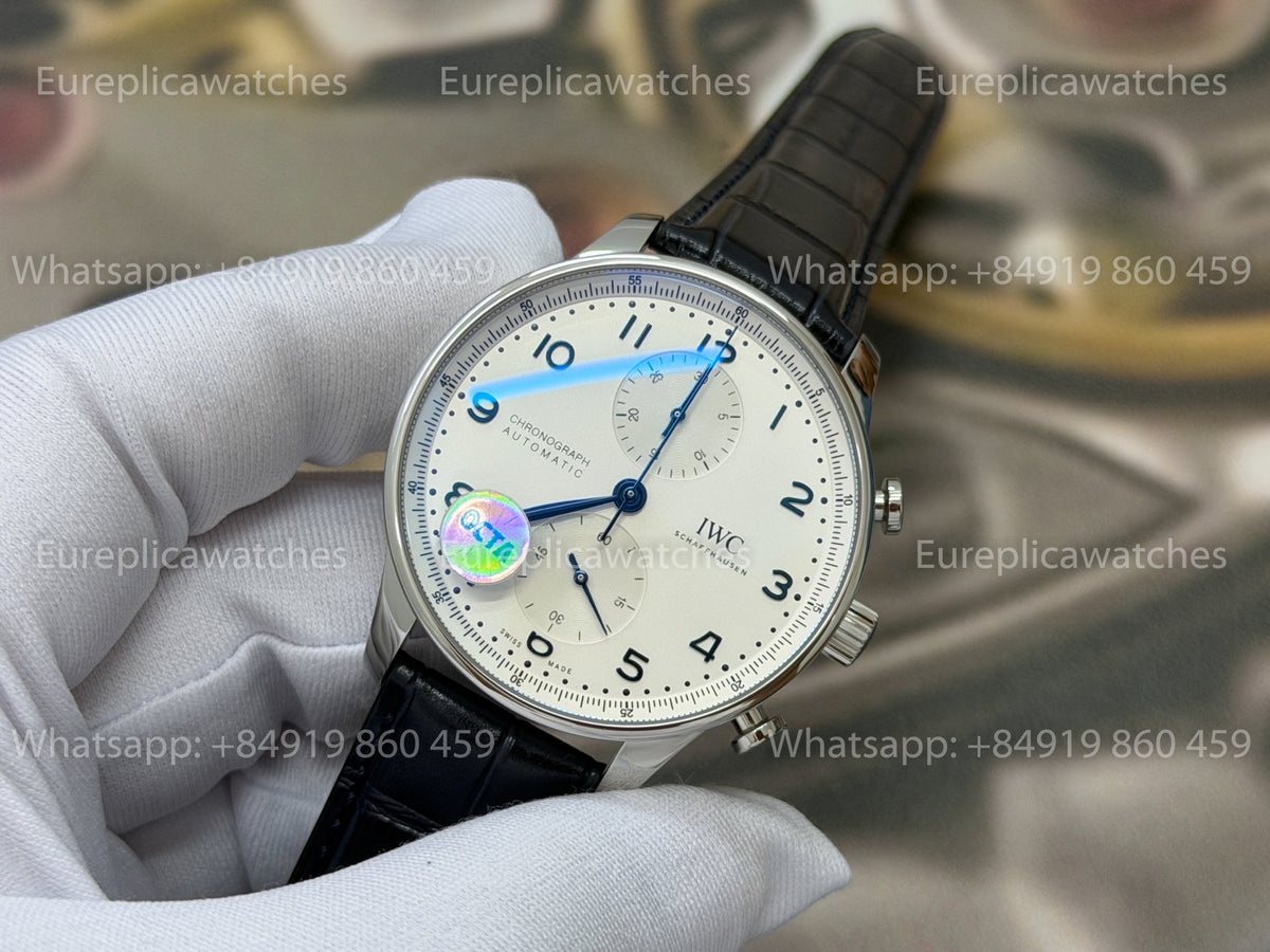 OCTA Factory IWC Portugieser Chronograph IW371605 Black Leather Strap