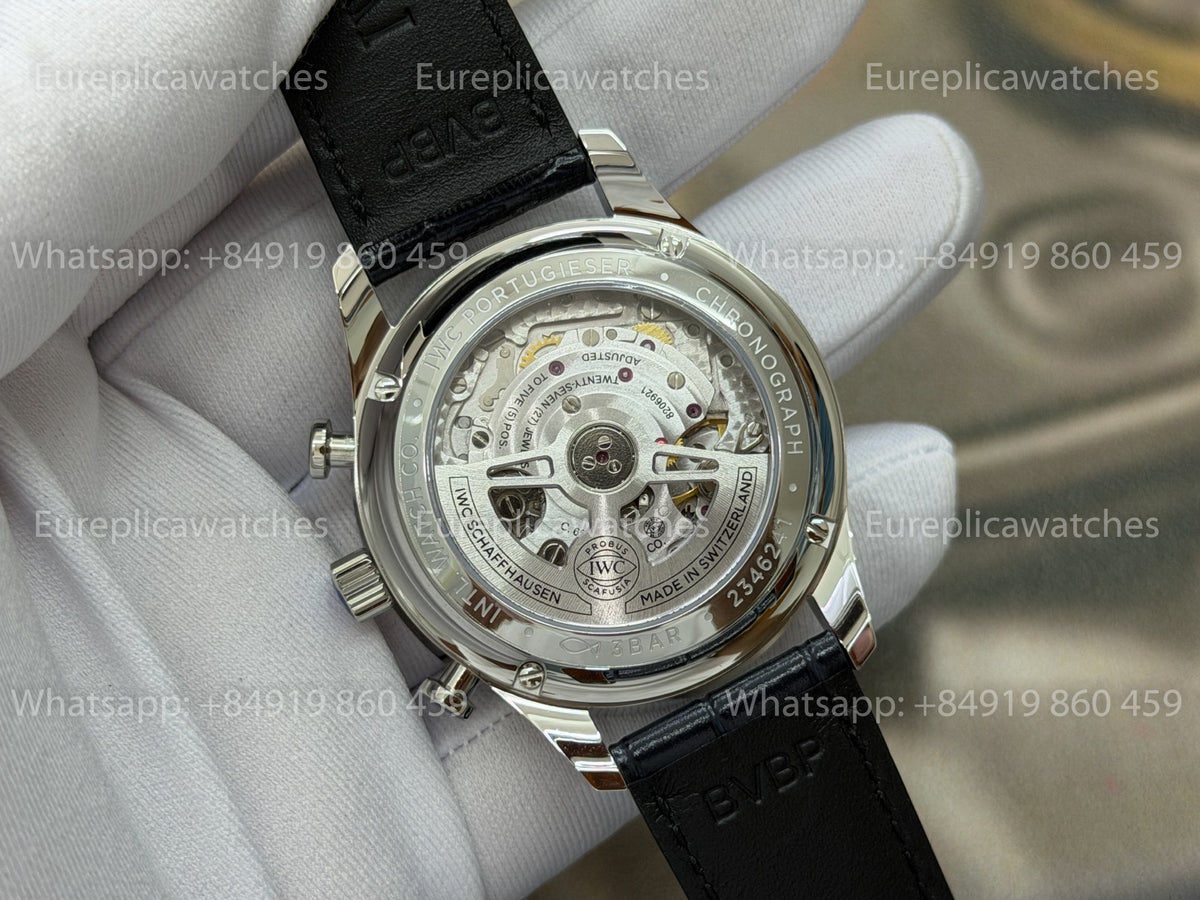 OCTA Factory IWC Portugieser Chronograph IW371605 Black Leather Strap