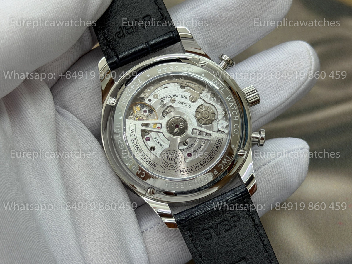 OCTA Factory IWC Portugieser Chronograph IW371605 Black Leather Strap