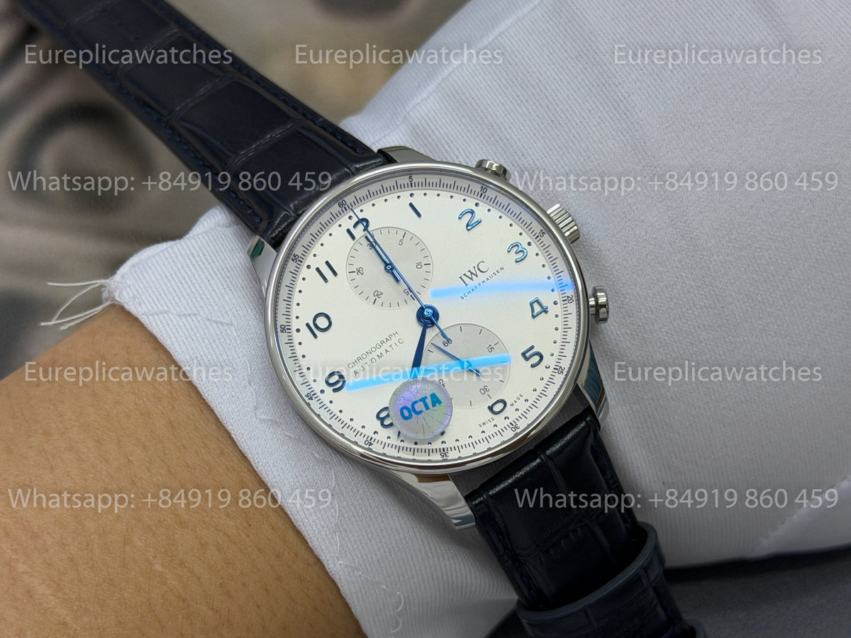 OCTA Factory IWC Portugieser Chronograph IW371605 Black Leather Strap