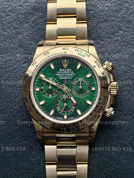 BDS Factory Rolex Cosmograph Daytona 116508-0013 Green Dial Yellow Gold Bracelet – Full-Weight Edition