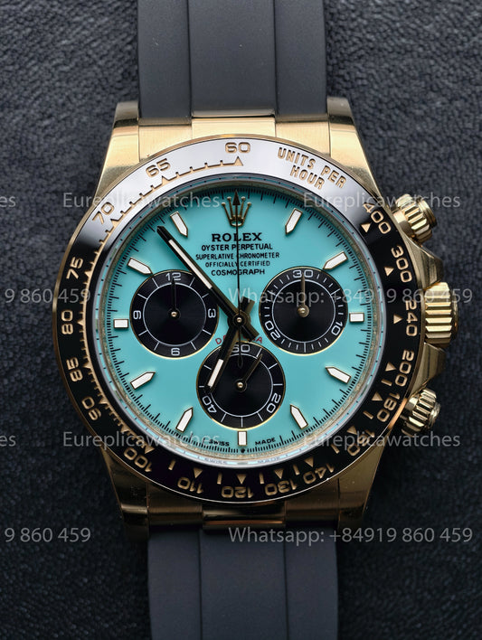 BDS Factory Rolex Cosmograph Daytona 40 126518LN-0014 Türkisfarbenes Zifferblatt Gelbgold – Full-Weight Edition