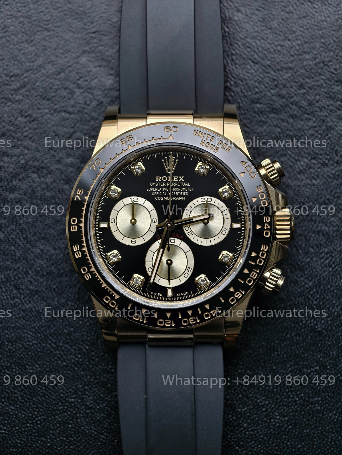 BDS Factory Rolex Cosmograph Daytona 126518LN Yellow Gold Black Diamond Dial Oysterflex – Full-Weight Edition