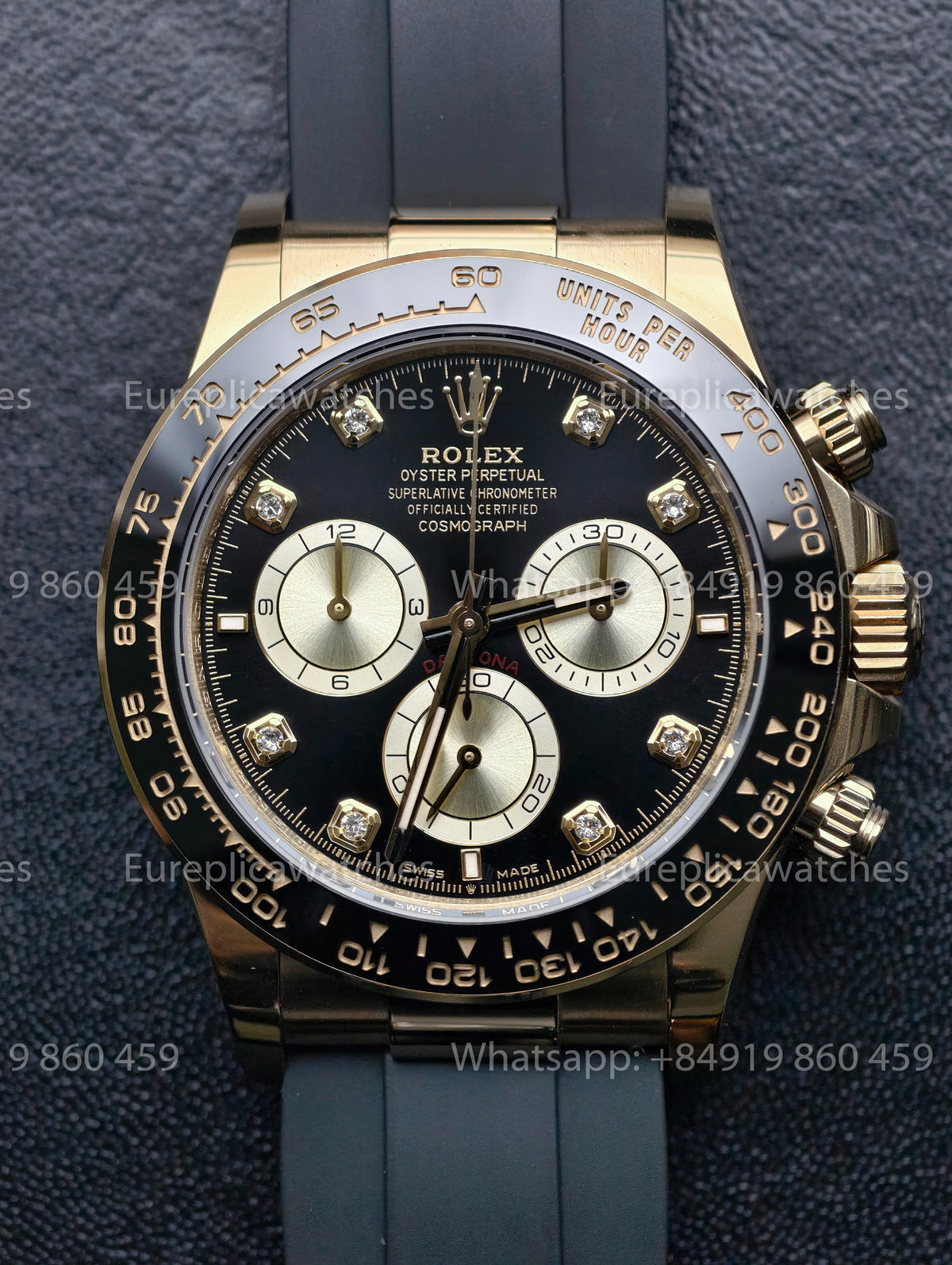 BDS Factory Rolex Cosmograph Daytona 126518LN Yellow Gold Black Diamond Dial Oysterflex – Full-Weight Edition
