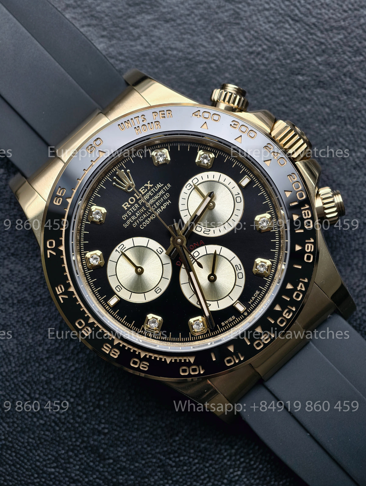 BDS Factory Rolex Cosmograph Daytona 126518LN Yellow Gold Black Diamond Dial Oysterflex – Full-Weight Edition
