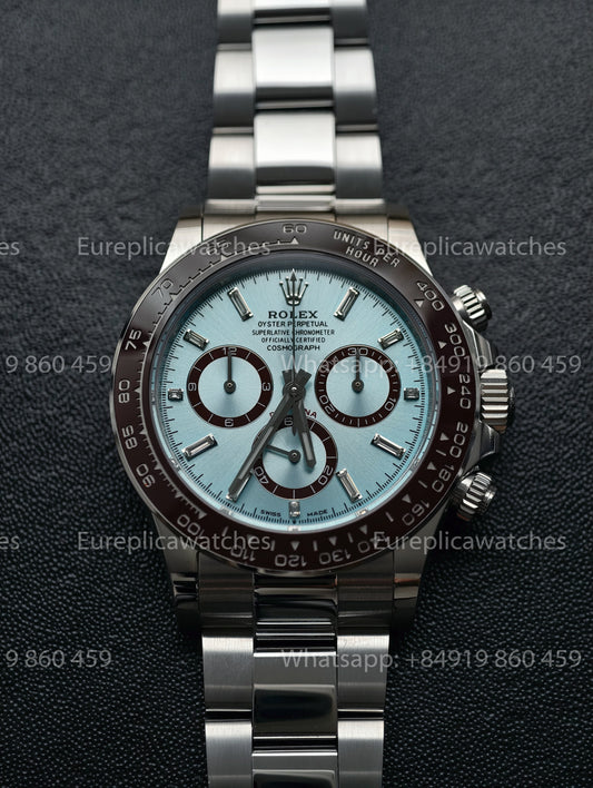 BDS Factory Rolex Cosmograph Daytona 126506 Platinum Ice Blue Baguette Diamond Dial – Full-Weight Edition