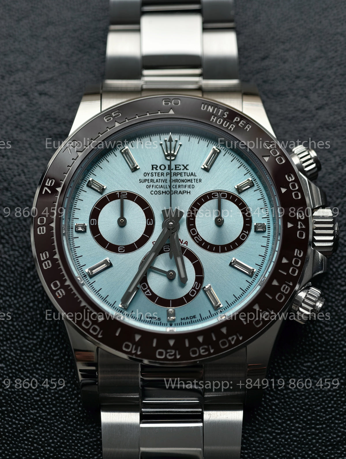 BDS Factory Rolex Cosmograph Daytona 126506 Platinum Ice Blue Baguette Diamond Dial – Full-Weight Edition