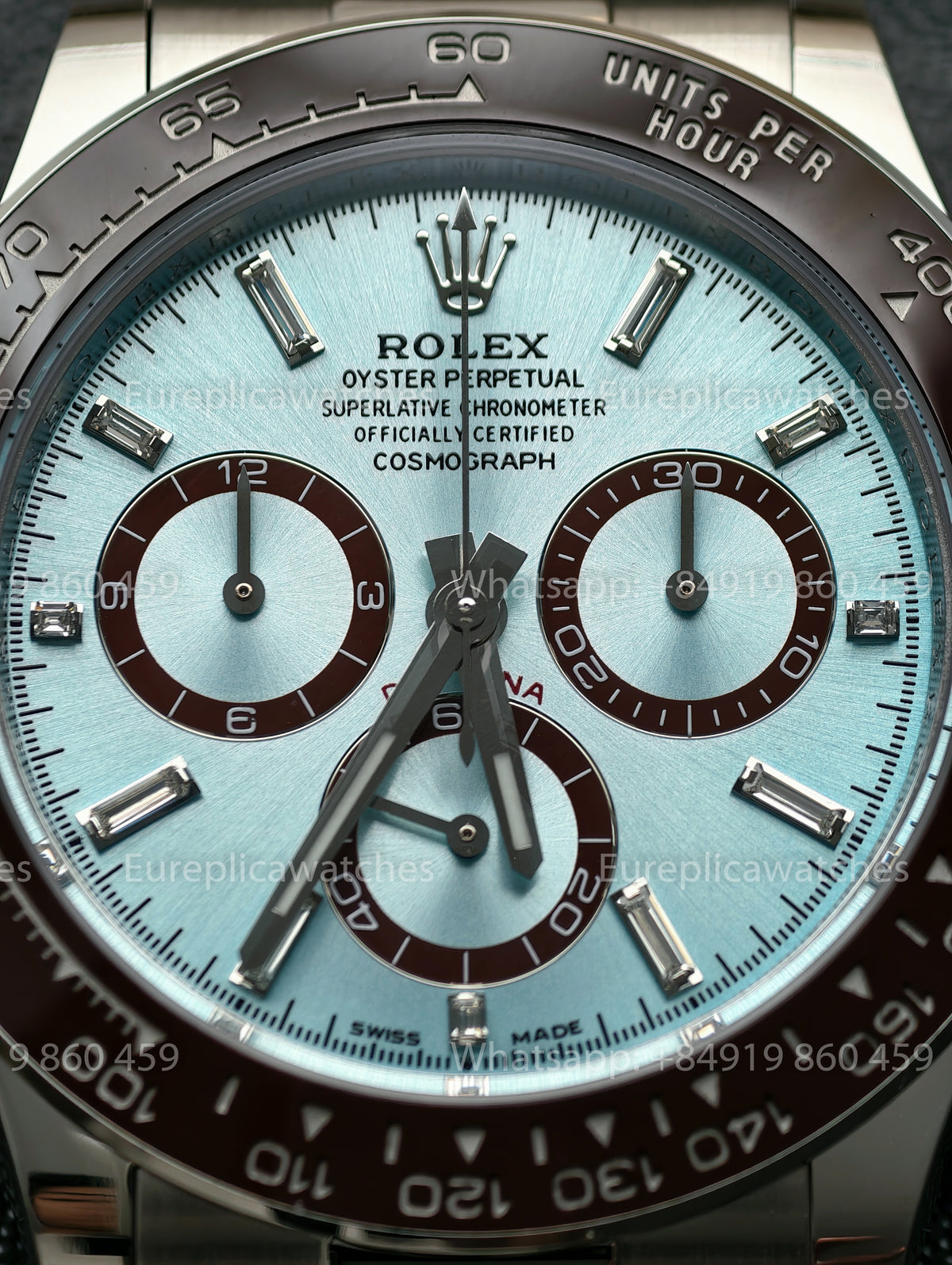 BDS Factory Rolex Cosmograph Daytona 126506 Platinum Ice Blue Baguette Diamond Dial – Full-Weight Edition