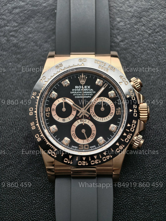 BDS Factory Rolex Cosmograph Daytona 116515LN Rose Gold Black Diamond Dial – Full-Weight Edition