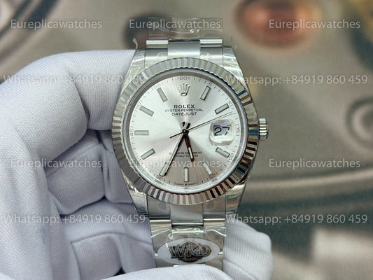 WKD Factory Rolex Datejust 41mm 126334 Fluted Bezel Silver Index Dial