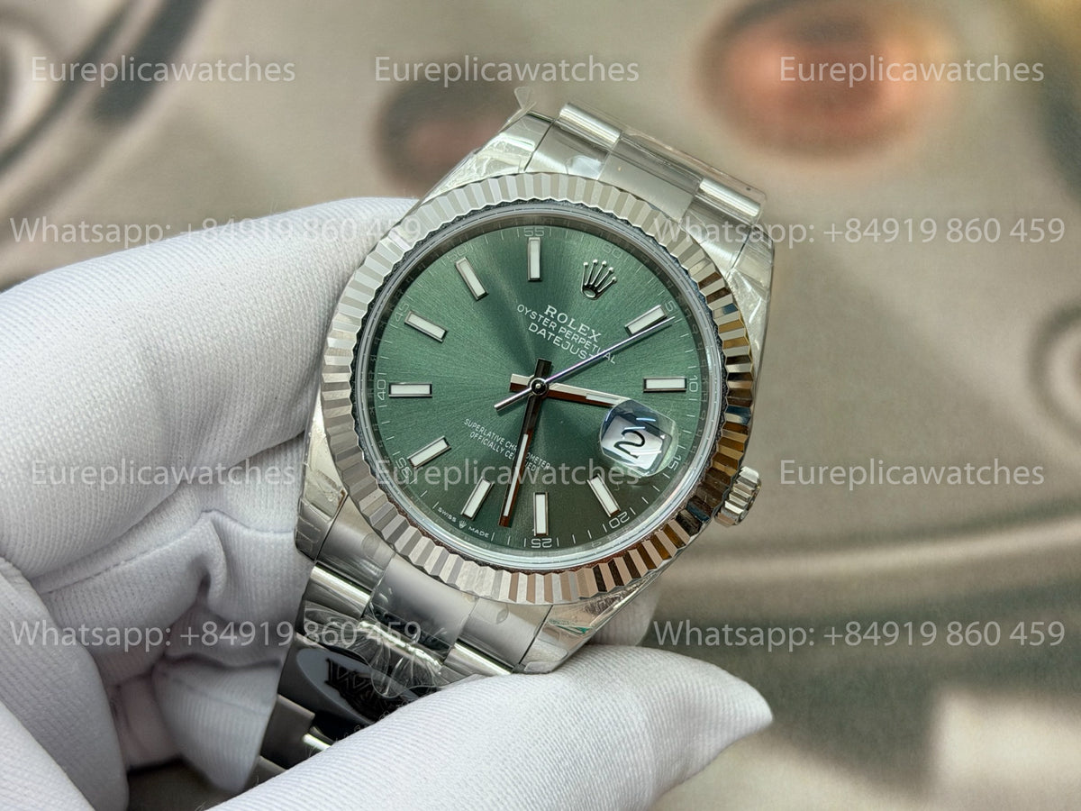 WKD Factory Rolex Datejust 41mm 126300-0019 Fluted Bezel Green Dial