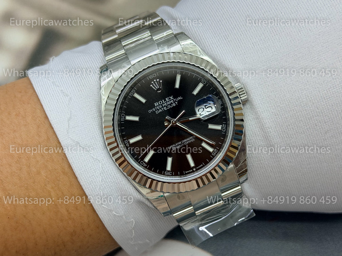 WKD Factory Rolex Datejust 41mm 126334-0017 Fluted Bezel Black Dial