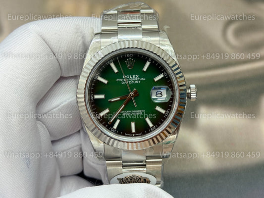 WKD Factory Rolex Datejust 41mm 126334-0033 Fluted Bezel Green Ombre Dial