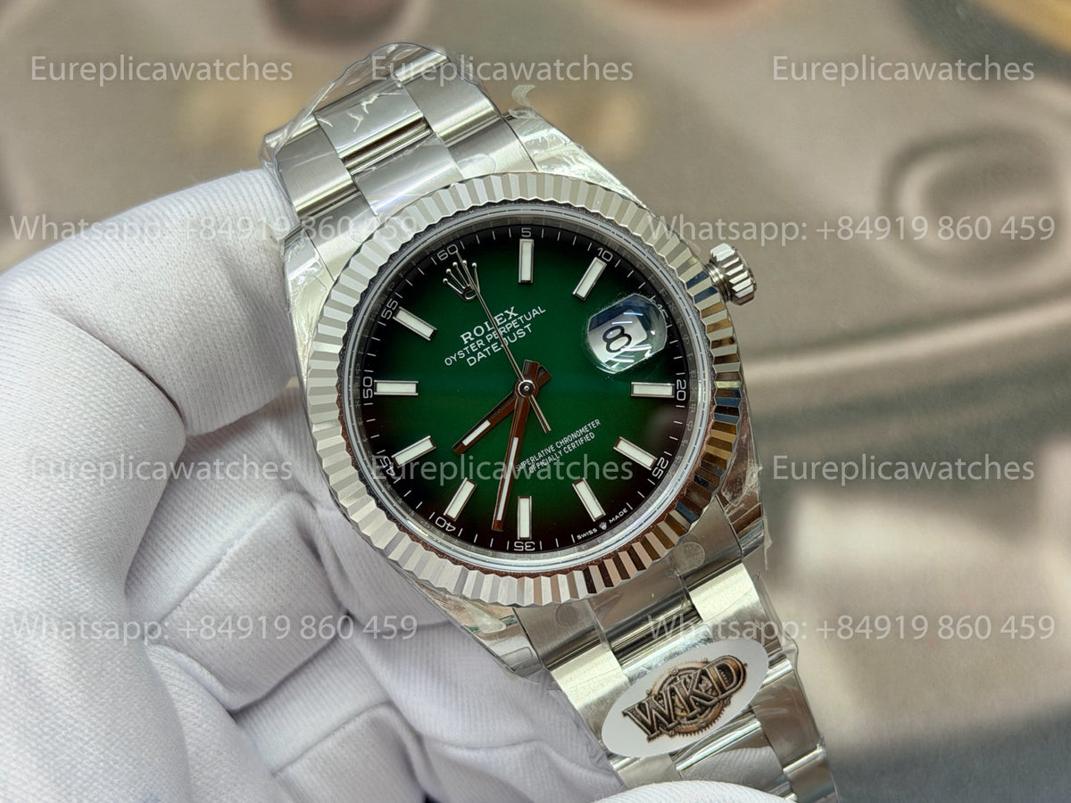 WKD Factory Rolex Datejust 41mm 126334-0033 Fluted Bezel Green Ombre Dial
