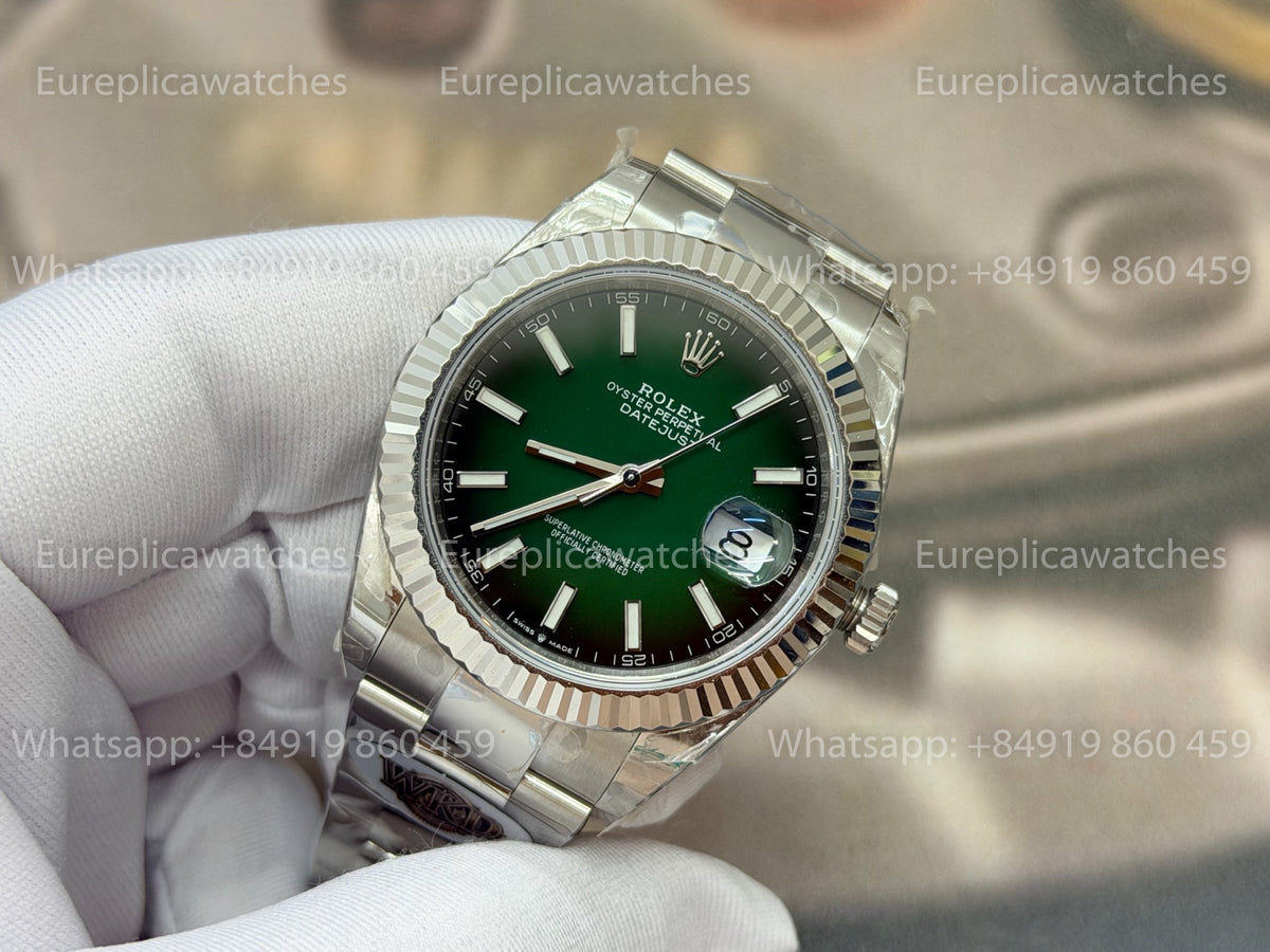 WKD Factory Rolex Datejust 41mm 126334-0033 Fluted Bezel Green Ombre Dial
