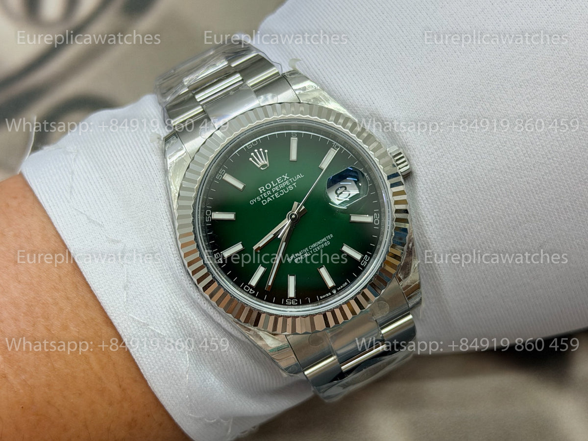 WKD Factory Rolex Datejust 41mm 126334-0033 Fluted Bezel Green Ombre Dial