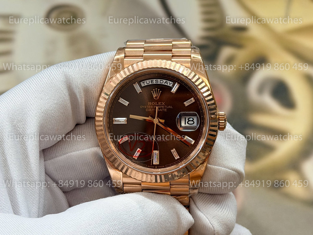 VSF Rolex Day-Date 40 228235-0003 Chocolate Baguette Dial – VS Factory