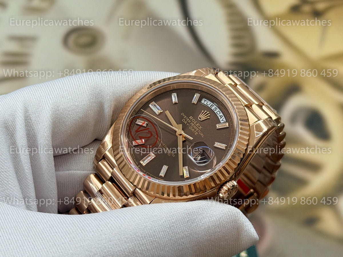VSF Rolex Day-Date 40 228235-0003 Chocolate Baguette Dial – VS Factory