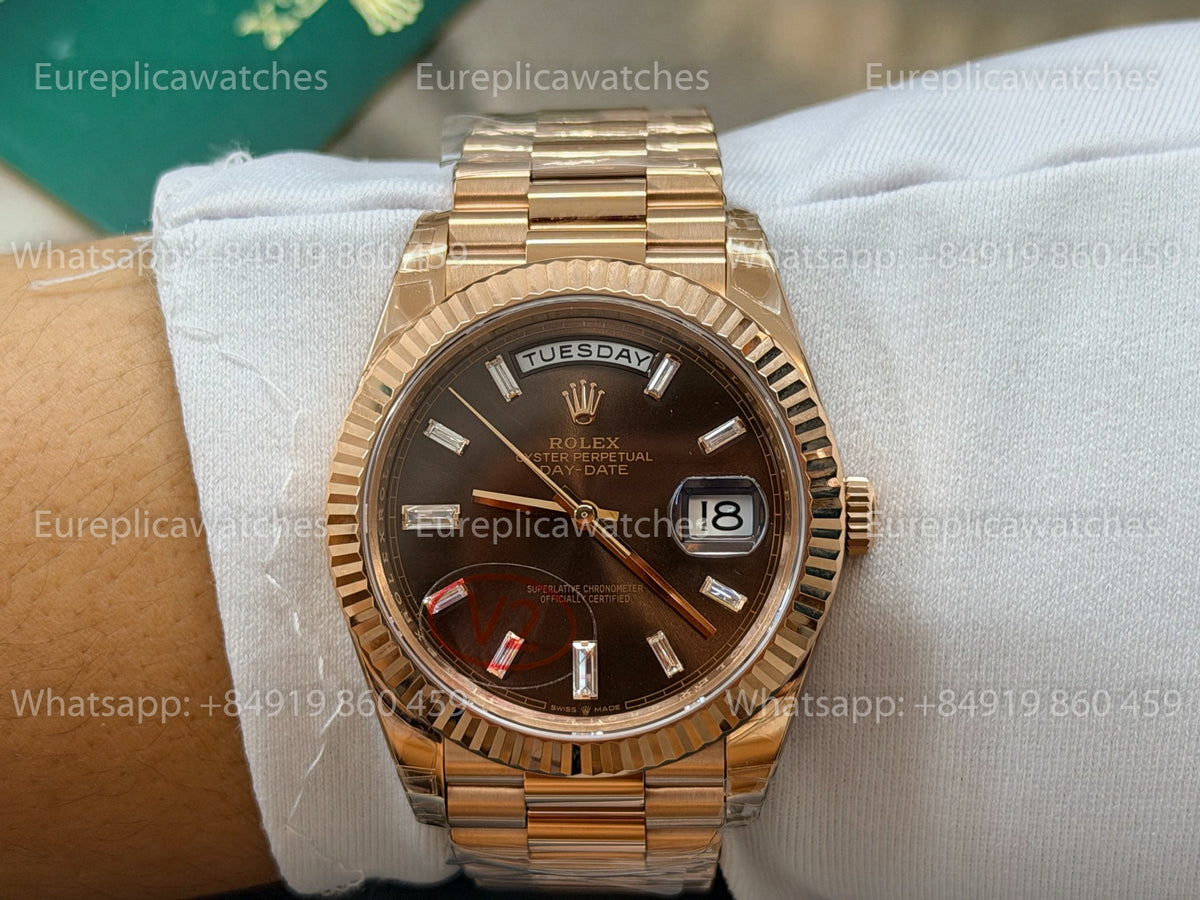 VSF Rolex Day-Date 40 228235-0003 Chocolate Baguette Dial – VS Factory