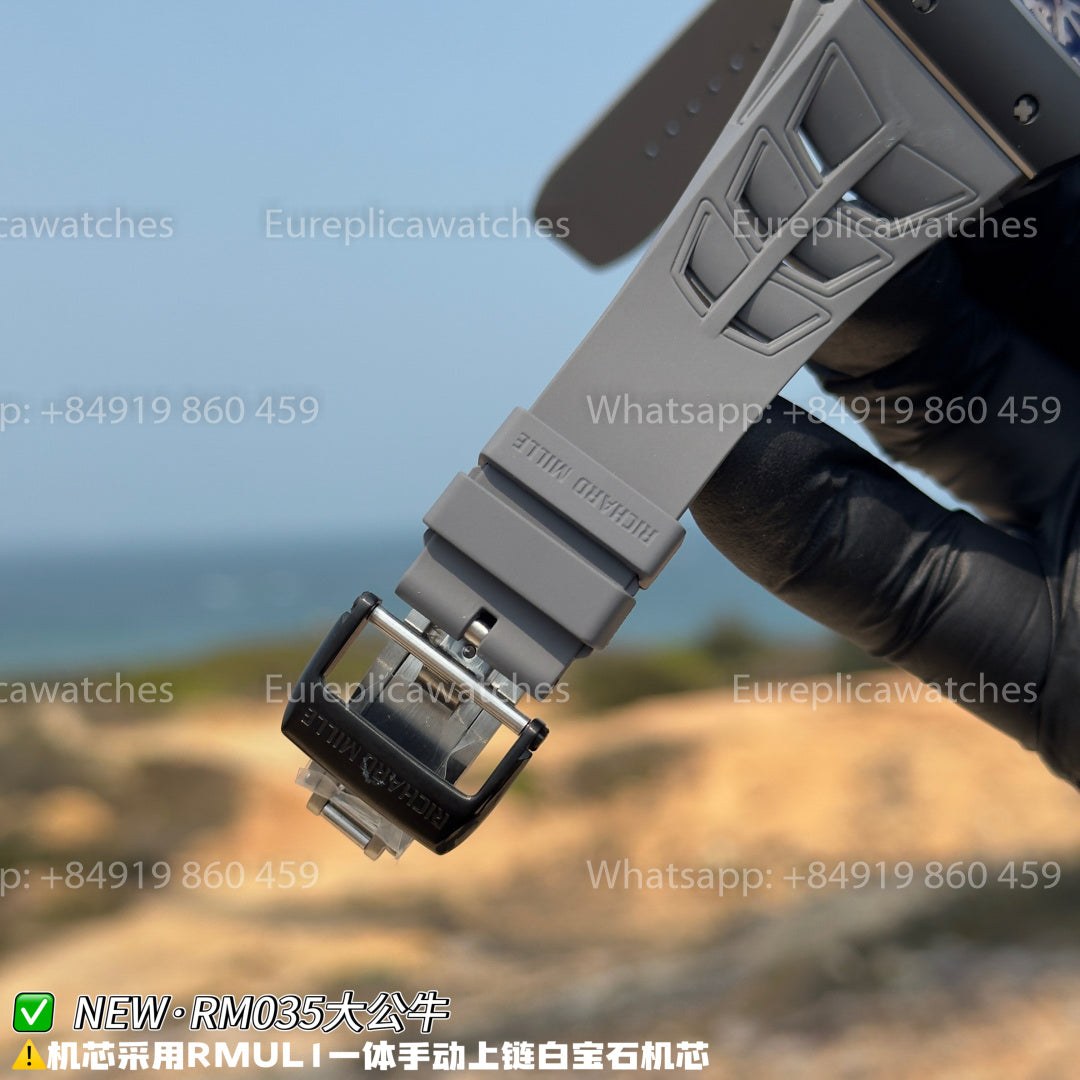NEW Factory Richard Mille RM 035Americas – Black Ceramic Grey Rubber Strap