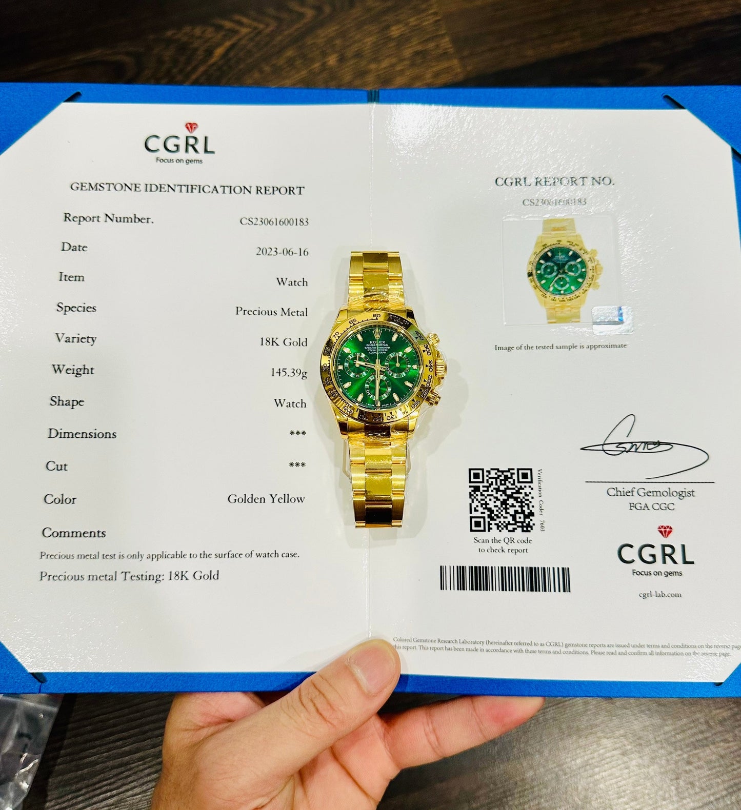 Rolex Gelbgold Cosmograph Daytona 40 Uhr, grünes arabisches Zifferblatt 116508, beschichtet mit 18 Karat Gelbgold