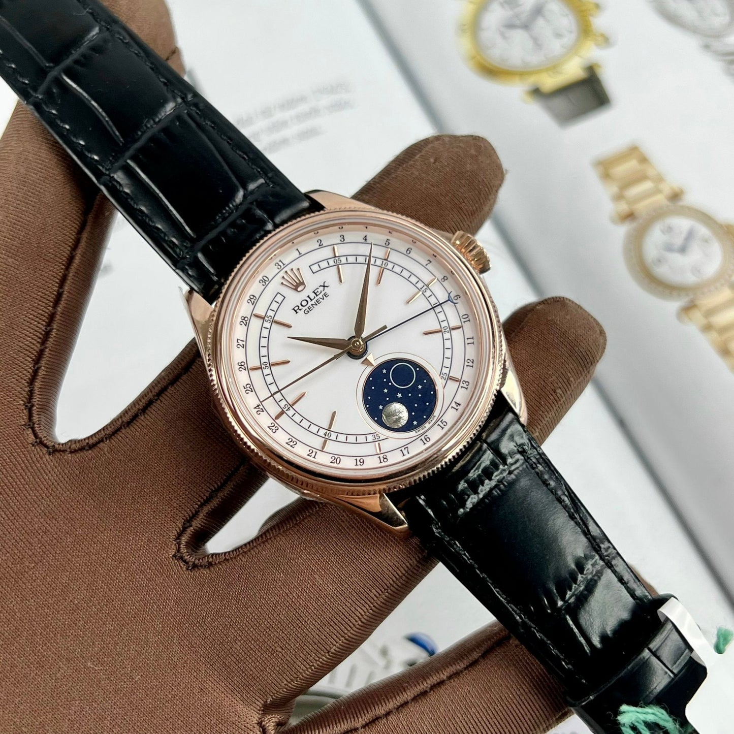 Rolex Cellini Moonphase 50535 18 Karat Roségold gefüllt KZ Factory