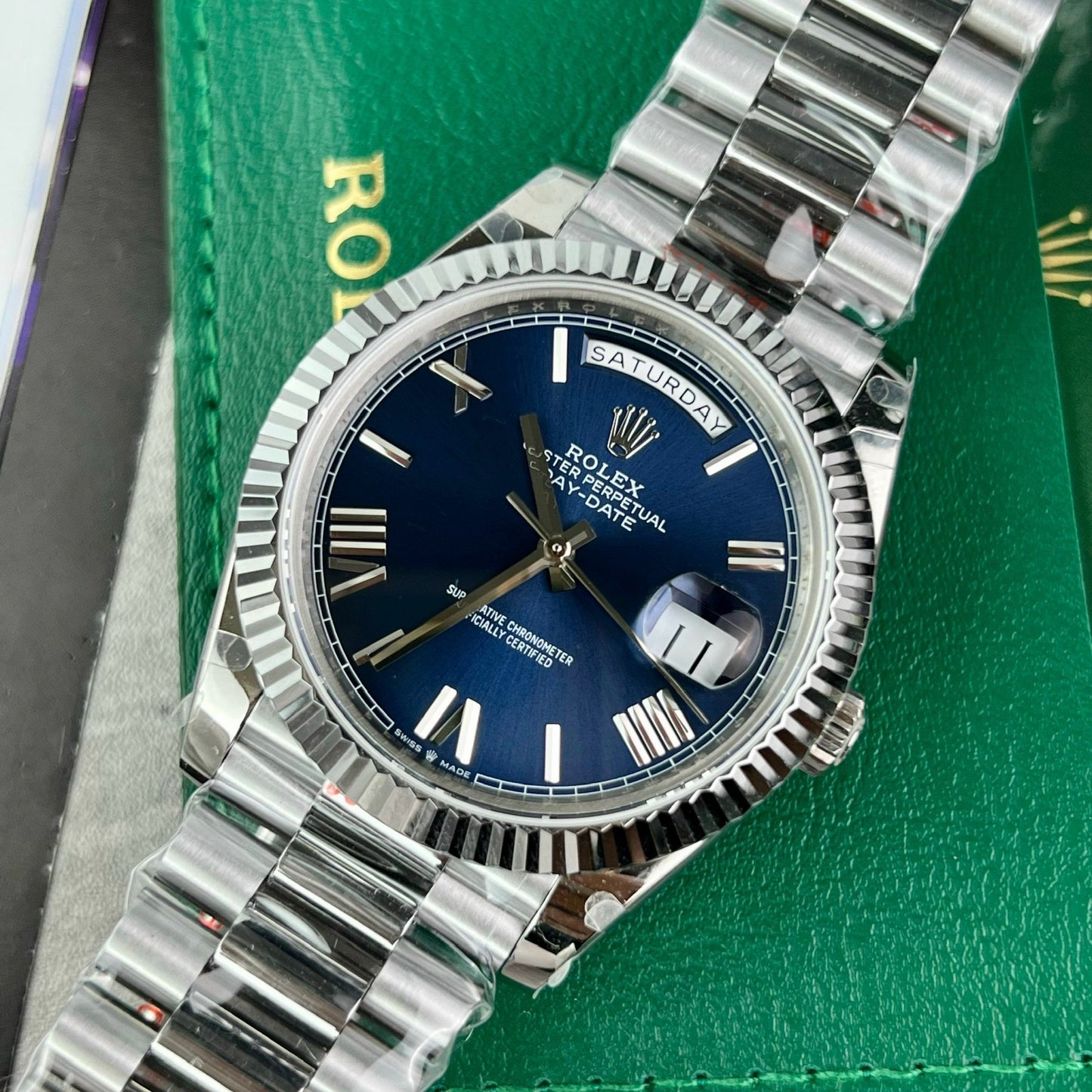 Rolex Day Date M228236-0007 1:1 Best Edition GM Factory V2 blaues Zifferblatt