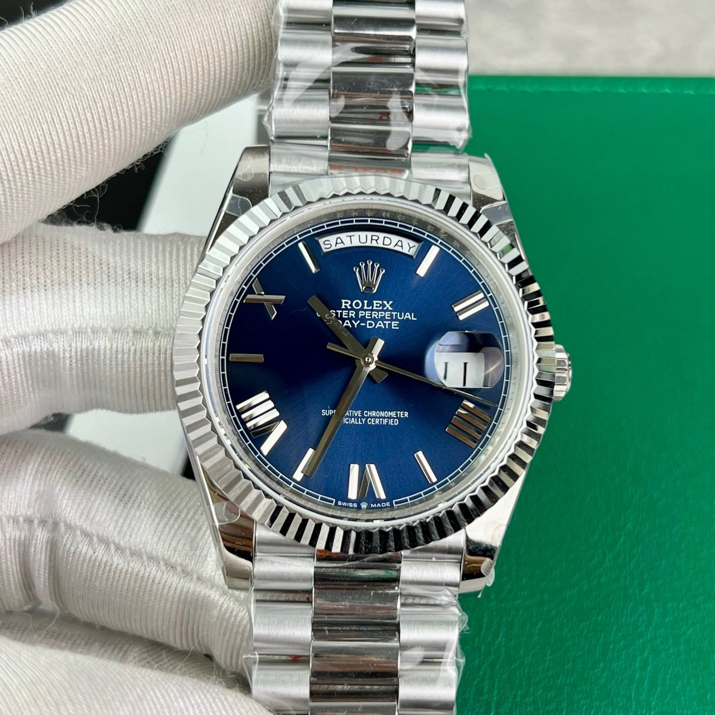 Rolex Day Date M228236-0007 1:1 Best Edition GM Factory V2 blaues Zifferblatt