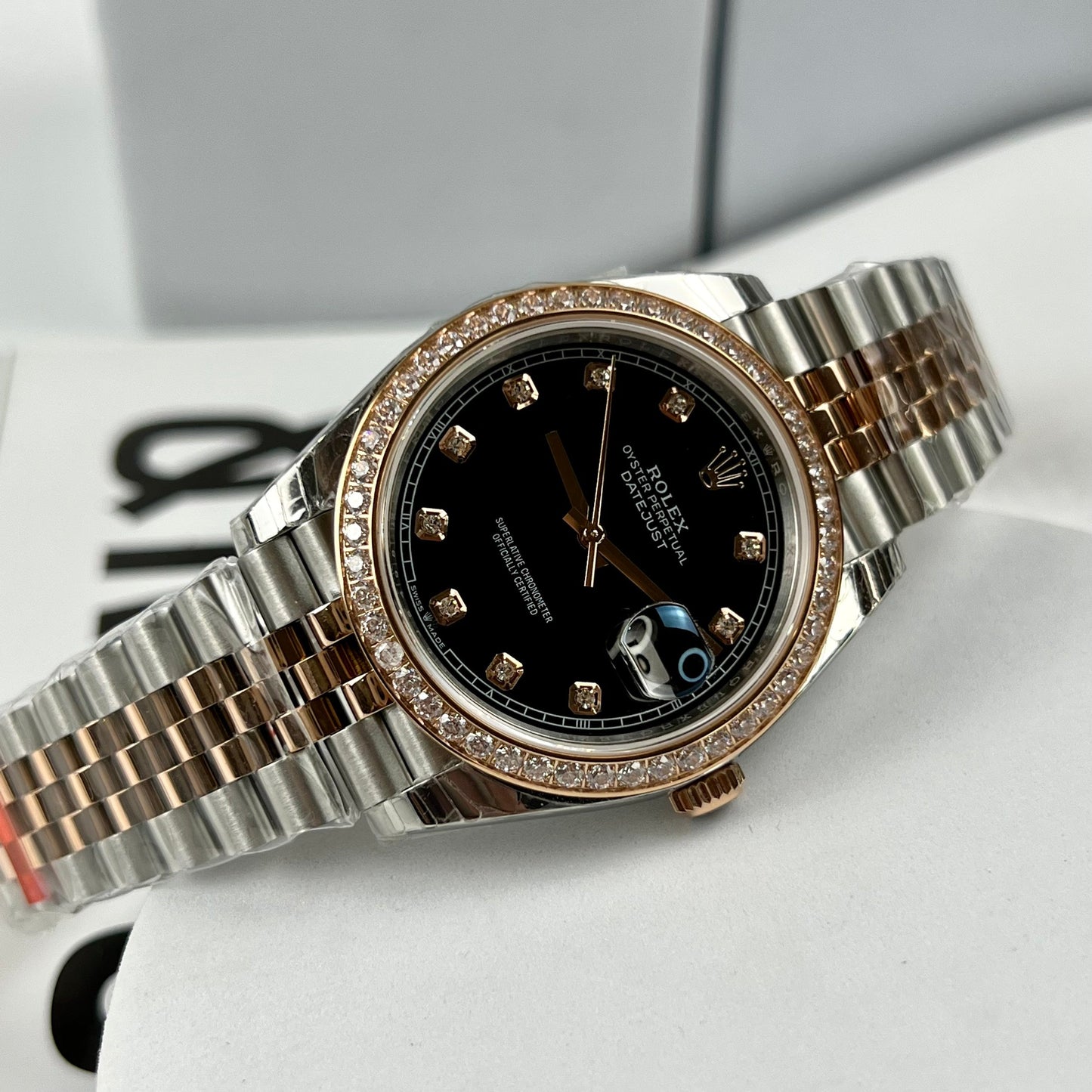 Rolex Datejust 36mm Black With Diamonds Dial 126281RBR 1:1 Best Edition EW Factory Black Dial Swiss ETA3235