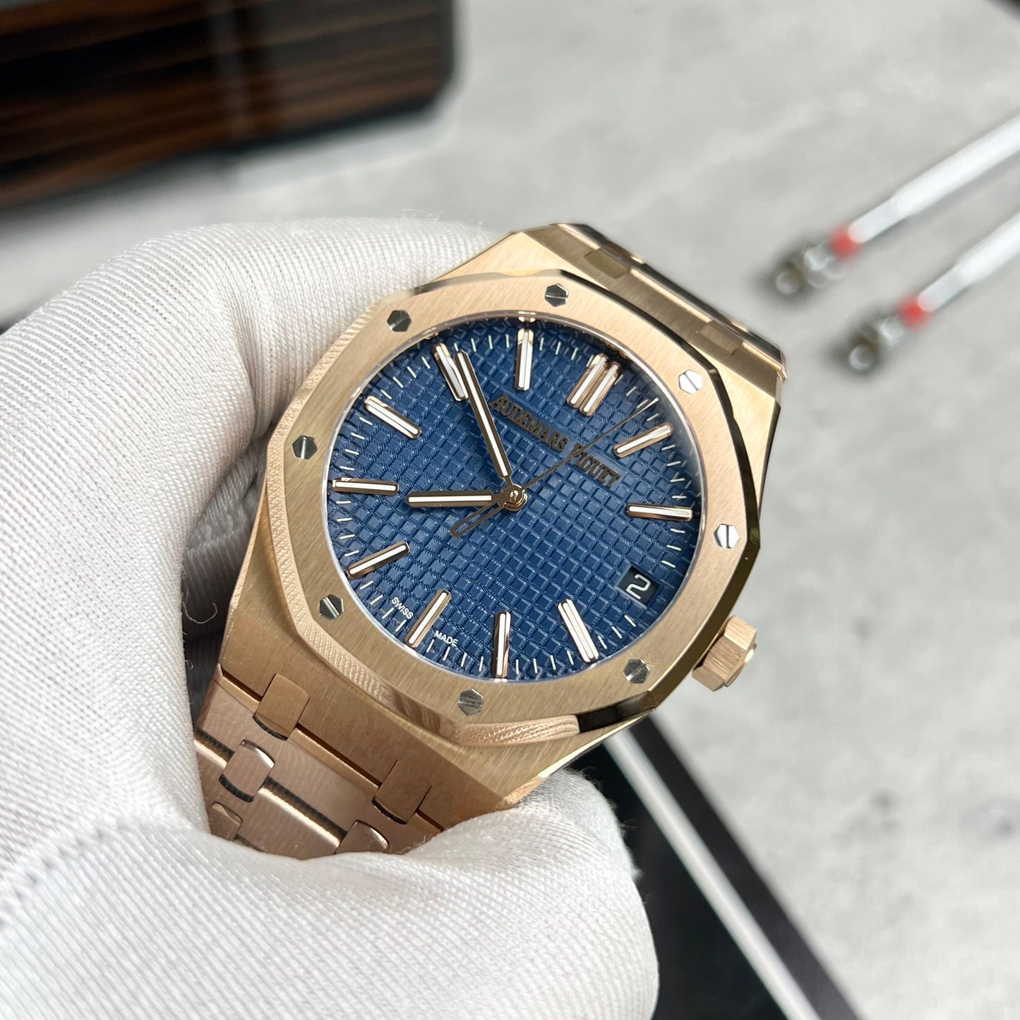 Audemars Piguet Royal Oak 15510 1:1 Best Edition APS Factory Cadran Bleu Or Rose