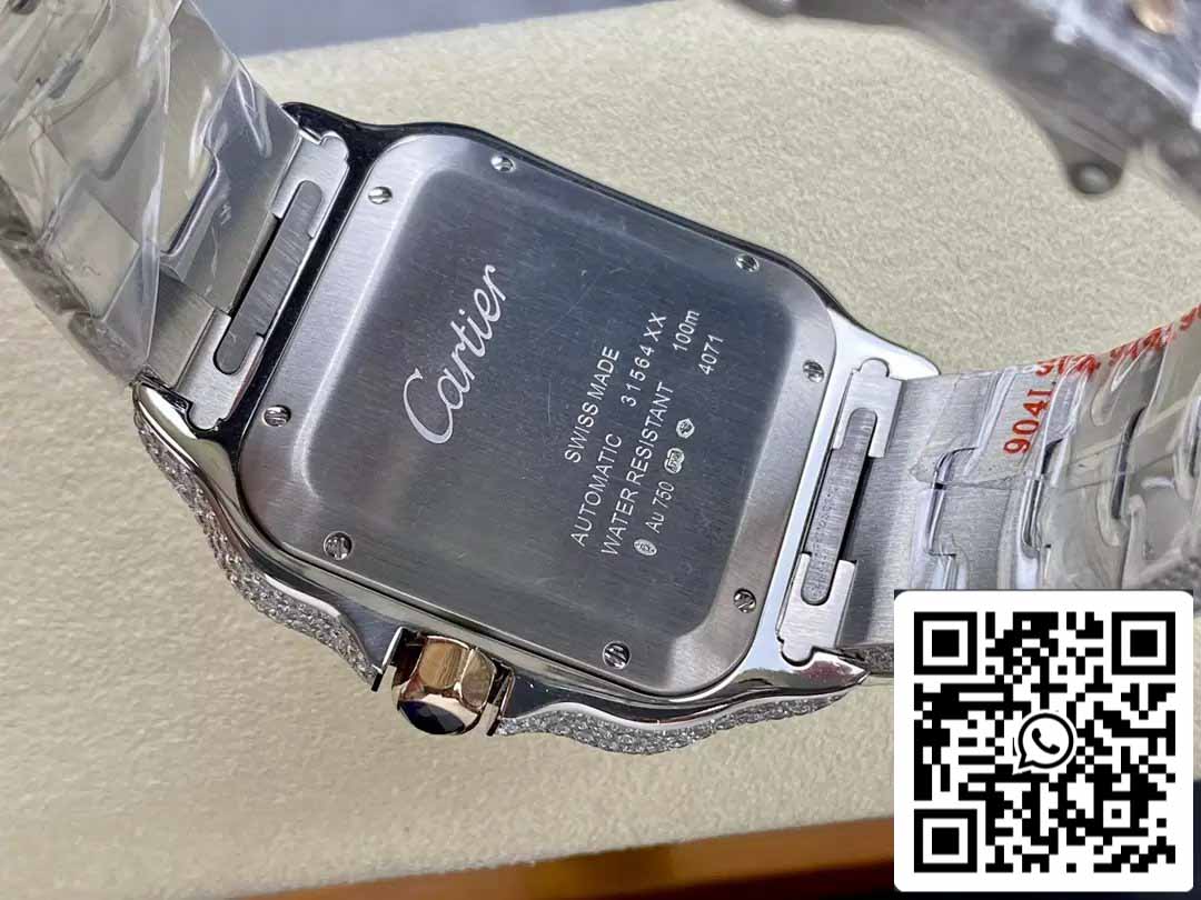 Santos De Cartier Diamantuhren Ziffernblatt in Roségold 1:1 Beste Edition AMG Factory Swarovski-Stein